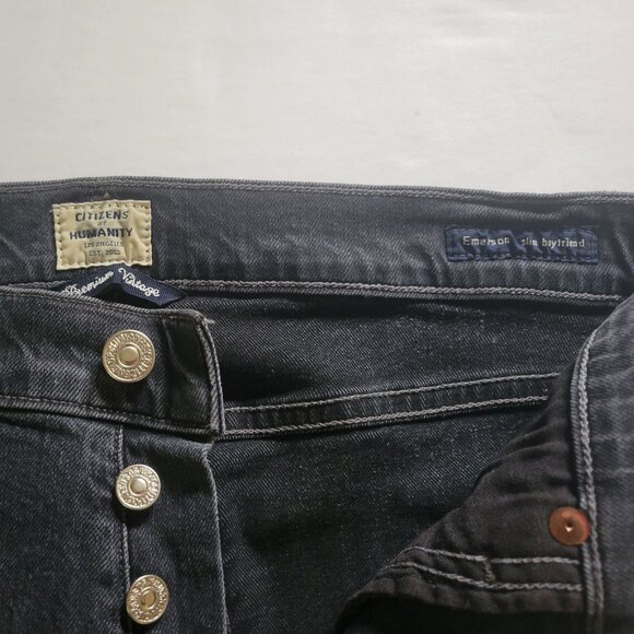 COH Emerson Relaxed Slim Boyfriend Crop Chewed Hem Jean in Dark Gray - Picture 10 of 12